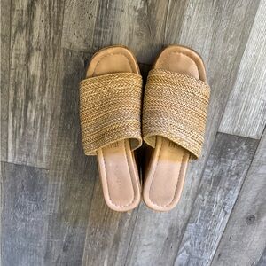 Woven Slide Sandals in Natural - Women's